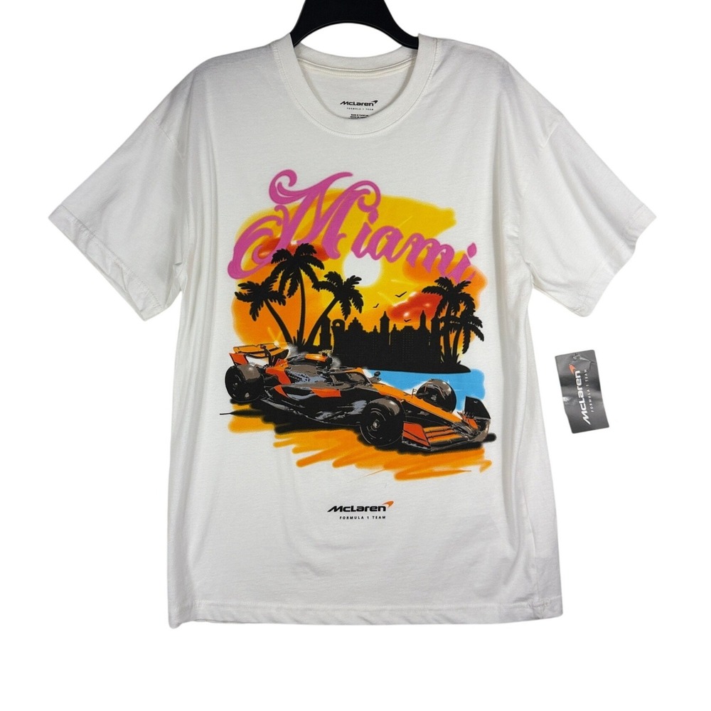 McLaren Formula 1 Miami Grand Prix White Graphic T-Shirt Mens Medium NWT